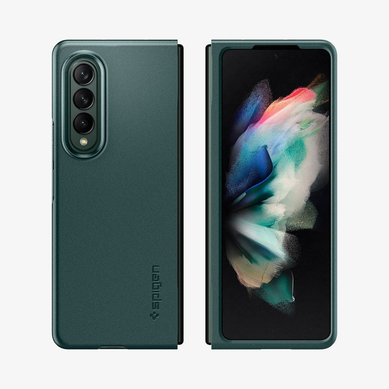 ACS03093 - Galaxy Z Fold 3 Case AirSkin in phantom green showing the front and back with space in between