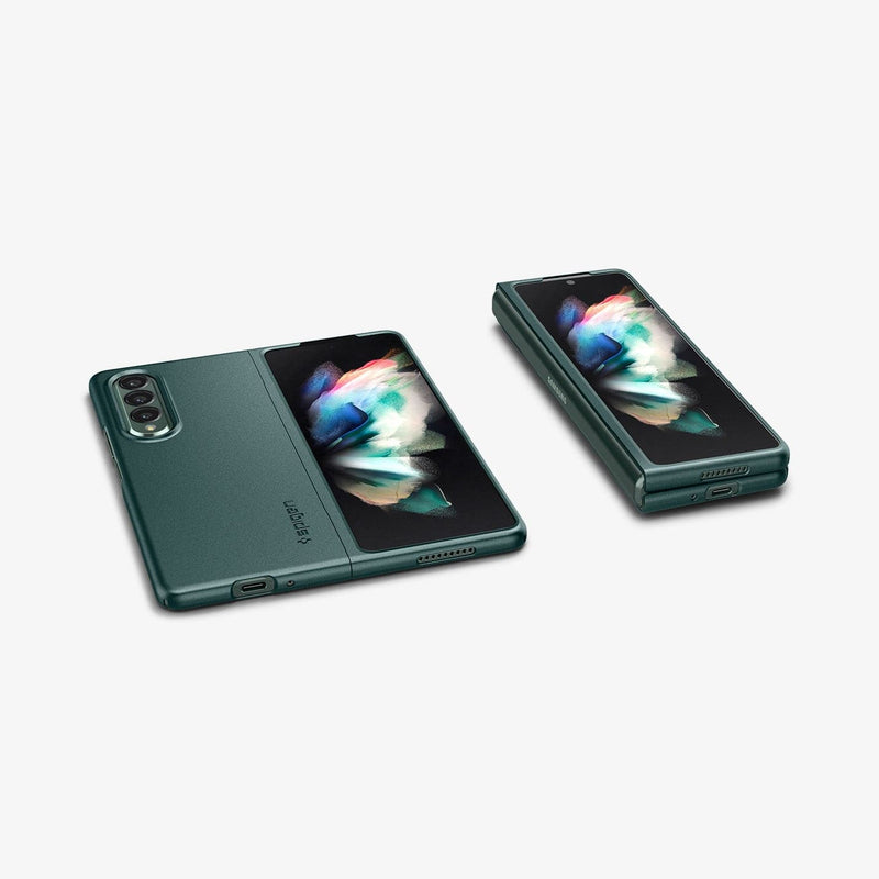 ACS03093 - Galaxy Z Fold 3 Case AirSkin in phantom green showing the back, front, and bottom