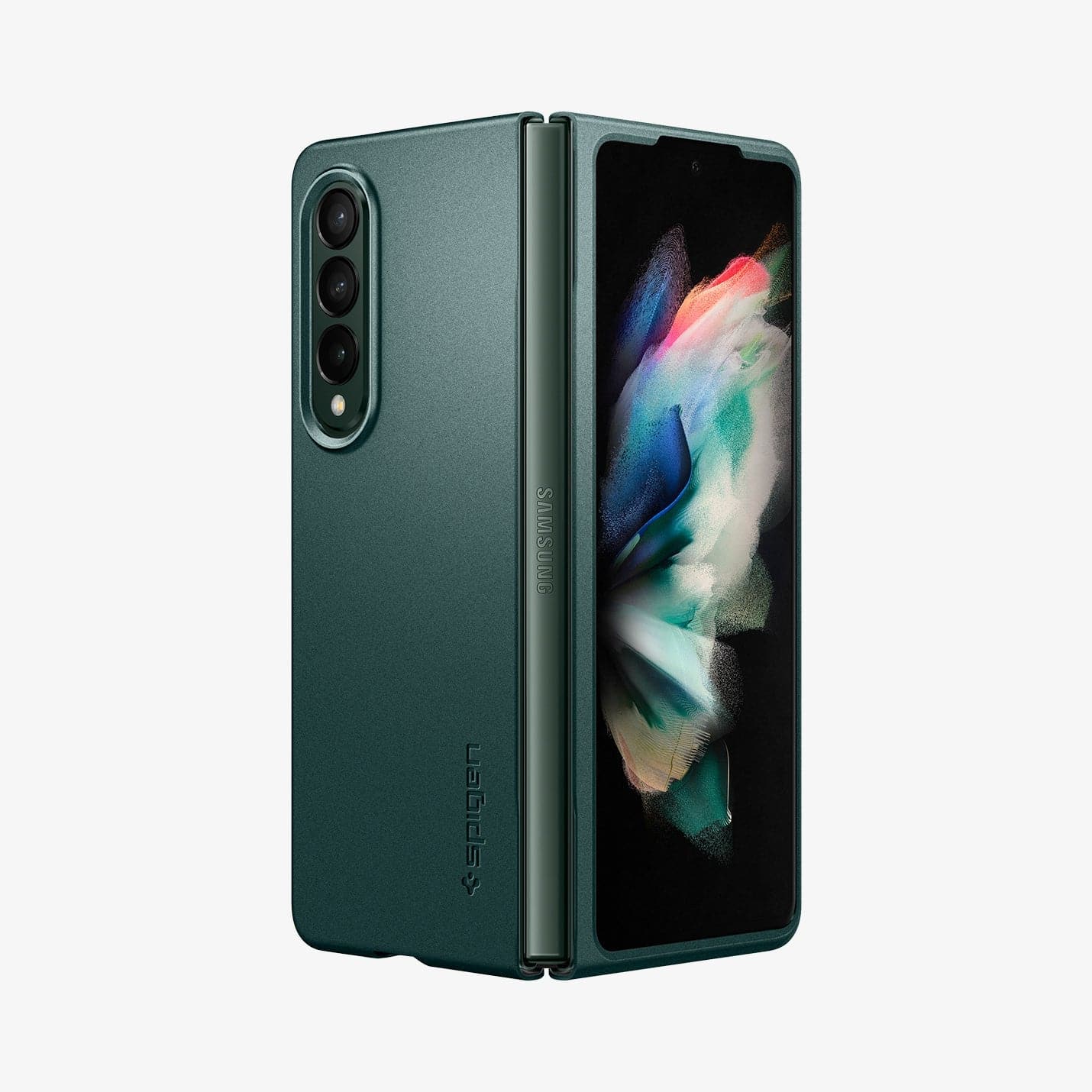 ACS03093 - Galaxy Z Fold 3 Case AirSkin in phantom green showing the front, spine and back