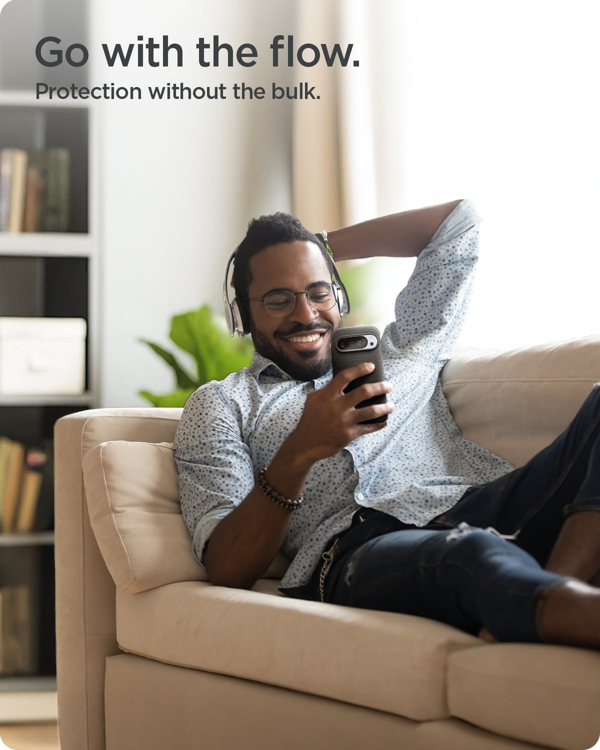 ACS09718 - Pixel 10 Pro XL Case Liquid Air (MagFit) in matte black showing go with the flow. Protection without the bulk