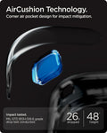ACS09734 - Pixel 10 Pro XL Case Nano Pop (MagFit) in blueberry navy showing the AirCushion technology. Corner air pocket design for impact mitigation. Impact tested. 26x dropped from a 48