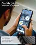 ACS09695 - Pixel 10 Pro Case Liquid Air (MagFit) in matte black showing the steady grip. Matte finish for secure hold. Non-slip surfaces. Patterned design feels good in your hands.