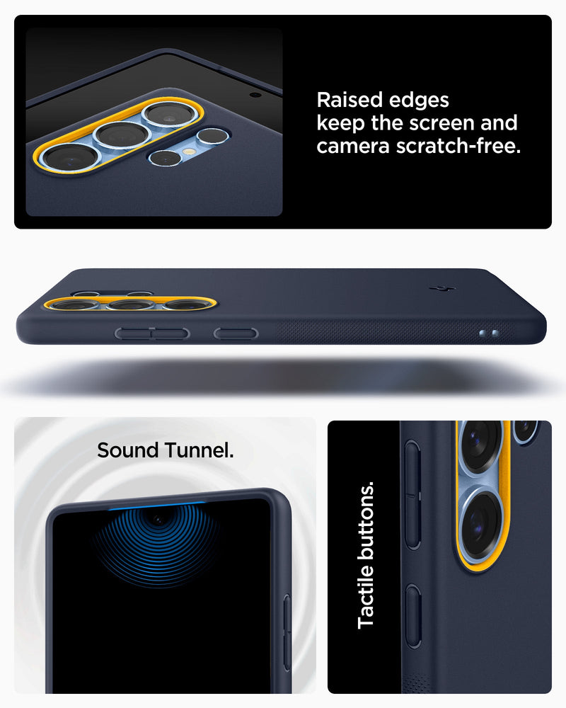 ACS09056 - Galaxy S25 Ultra Case Nano Pop (MagFit) in Blueberry Navy showing the raised edges keep the screen and camera scratch-free. Sound Tunnel and Tactile buttons