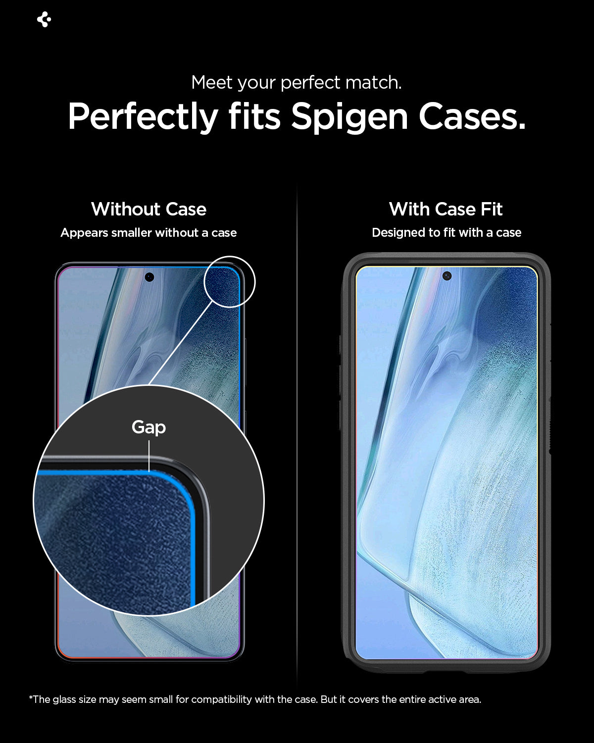 AGL11079 - Galaxy S26 Plus GLAS.tR EZ Fit Pro showing meet your perfect match and perfectly fits spigen cases