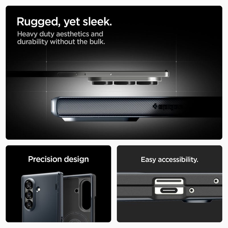 ACS09552 - Galaxy Z Fold 7 - Slim Armor Pro (MagFit) in metal slate rugged, yet sleek. Heavy duty look and protection without he bulk. Additional protection. Easy accessibility.