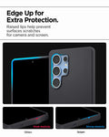 ACS09017 - Galaxy S25 Ultra Case Silicone Fit (MagFit + Qi2 Ready) in Black showing edge up for extra protection. Raised lips help prevent surfaces scratches for camera and screen