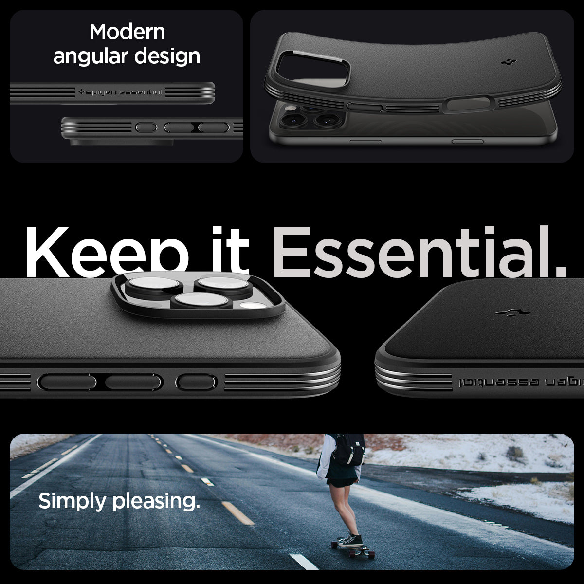 ACS08021 - iPhone 16 Pro Max Sand Blast in Matte Black showing modern angular design