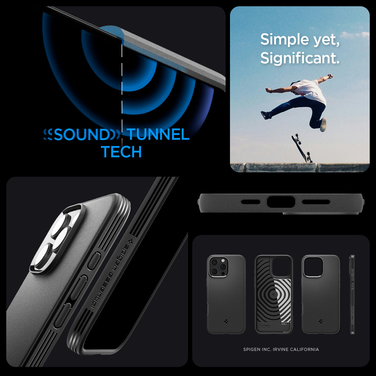 ACS08021 - iPhone 16 Pro Max Sand Blast in Matte Black showing sound tunnel tech