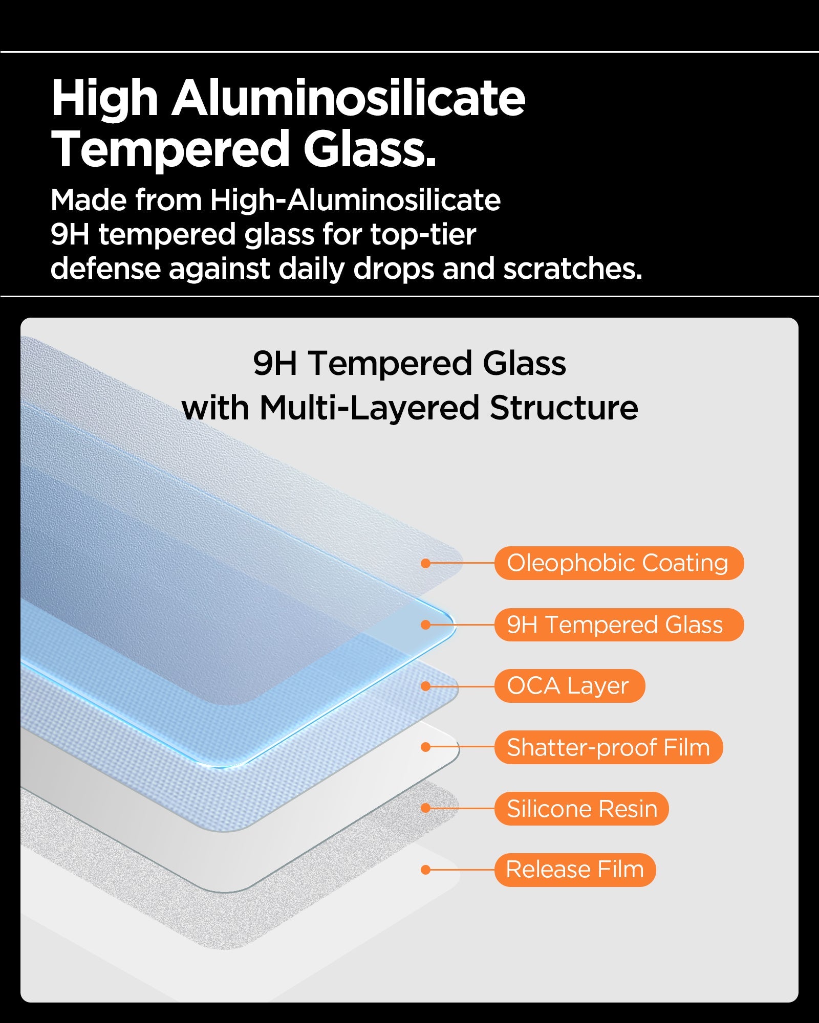 AGL10484 - iPhone 17 - Glas.tR AlignMaster S showing high aluminosilicate tempered glass. made from high aluminosilicate 9H tempered glass for top tier defense against daily drops and scratches.