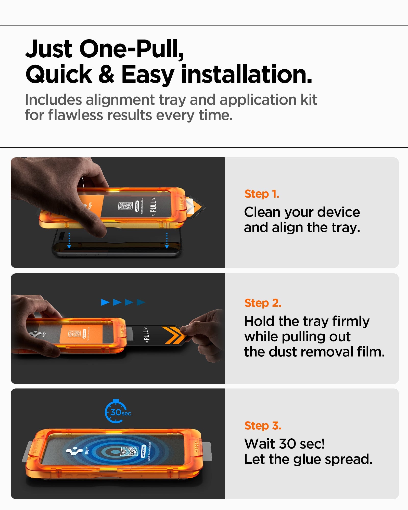 AGL09858 - iPhone 17 Air - Glas.tR AlignMaster S showing just one pull quick and easy installation. includes alignment tray and application kit for flawless results every time