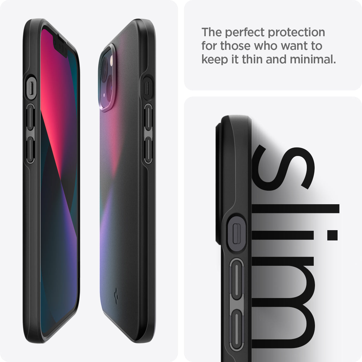 ACS03677 - iPhone 13 Case Thin Fit in black showing the perfect protection for those who want to keep it thin and minimal