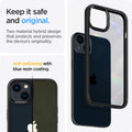 ACS03523 - iPhone 13 Case Ultra Hybrid in matte black showing the two material hybrid design that protects and preserves the device's originality. Anti-yellowing with blue resin coating