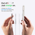 ACS03528 - iPhone 13 Case Ultra Hybrid Mag Safe Compatible in white showing charging on without the hassle of removing the case every time