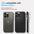 ACS03258 - iPhone 13 Pro Case Liquid Air in matte black showing the compatibility only with iPhone 13 Pro. Not compatible with iPhone 13 mini | 13 | 13 Pro Max