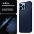 ACS03259 - iPhone 13 Pro Case Liquid Air in navy blue showing the modern, unique design. Same timeless design with amplified quality and overall protection.