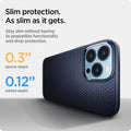 ACS03259 - iPhone 13 Pro Case Liquid Air in navy blue showing the slim protection. Stay slim without having to jeopardize functionality and drop protection 0.3