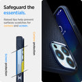 ACS03259 - iPhone 13 Pro Case Liquid Air in navy blue showing the raised lips help prevent surfaces scratches for camera and screen. Camera protection and Screen protection