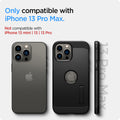 ACS03222 - iPhone 13 Pro Max Case Tough Armor in black showing the compatibility only with iPhone 13 Pro Max. Not compatible with iPhone 13 mini | 13 | 13 Pro