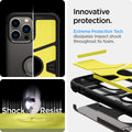 ACS03221 - iPhone 13 Pro Max Case Tough Armor in gunmetal showing the  innovative protection. Extreme Protection Tech. Extreme Protection Tech dissipates impact shock throughout is foam