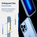 ACS04131 - iPhone 13 Pro Max Case Ultra Hybrid in sierra blue showing the raised lips help prevent surfaces scratches for camera and screen. Screen protection and Camera protection