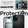 ACS06776 - iPhone 15 Case Thin Fit in black raised edges prevent surface scratches on the camera and screen