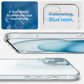 ACS06647 - iPhone 15 Plus Case Liquid Crystal in crystal clear showing a fluid design to showcase your fresh iPhone with Blue resin