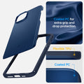 ACS06640 - iPhone 15 Plus Case Thin Fit in navy blue coated PC for extra grip and drop protection. Flexible TPU, Coated PC.
