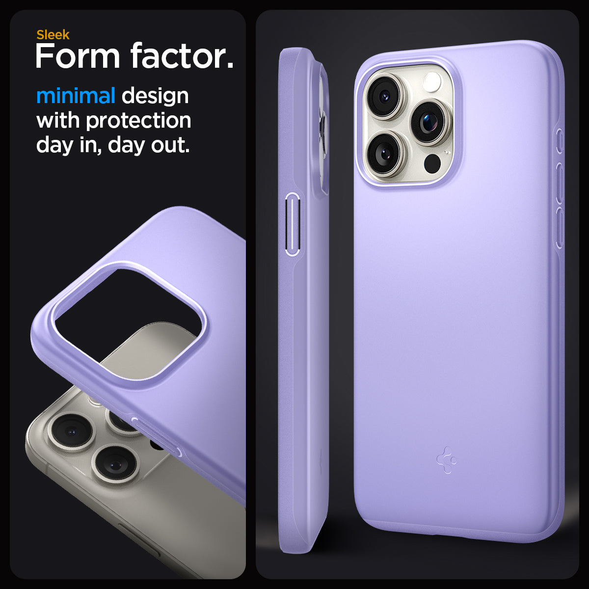 ACS06692 - iPhone 15 Pro Case Thin Fit in iris purple  sleek form factor. Minimal design with protection day in, day out.