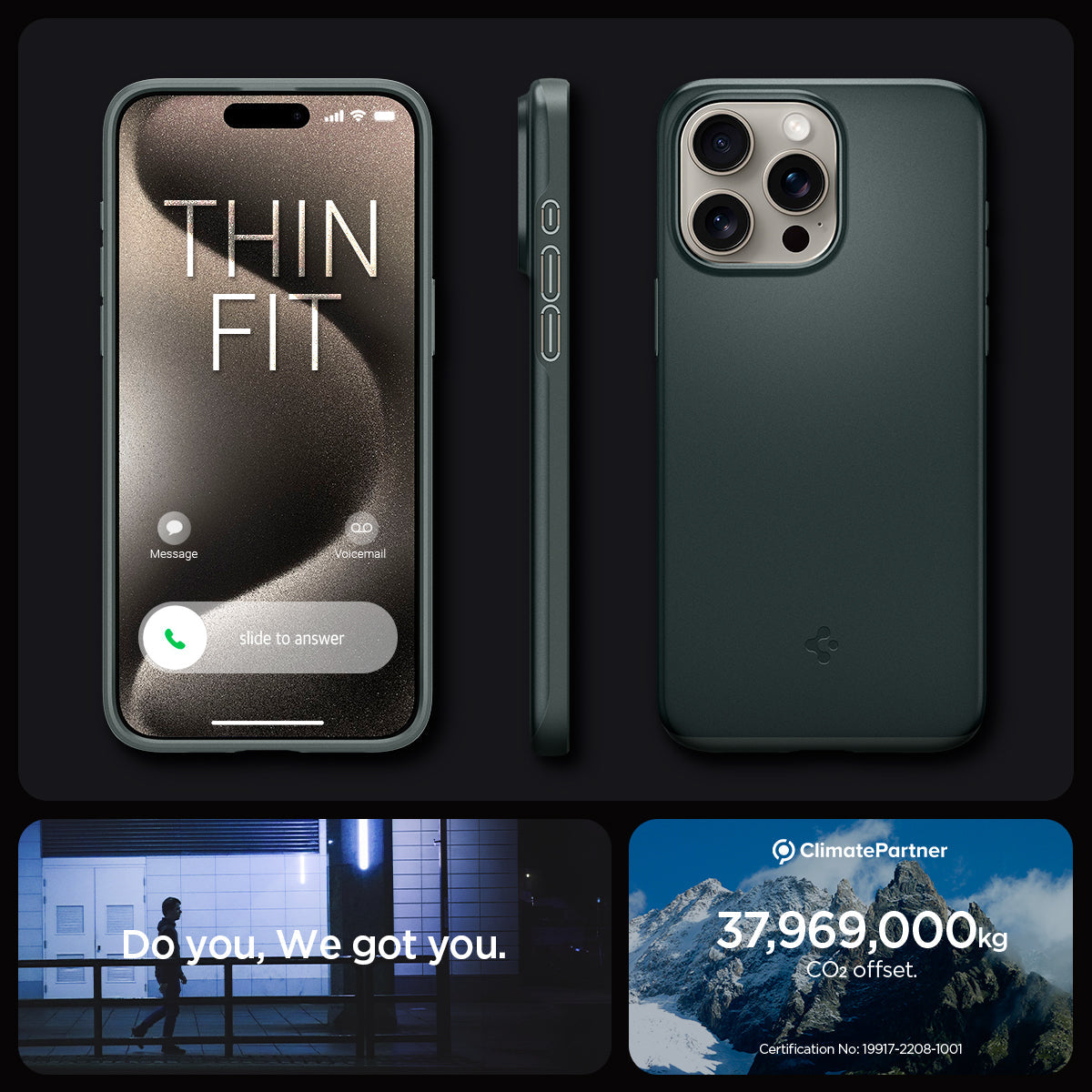 ACS06548 - iPhone 15 Pro Max Case Thin Fit in abyss green thin fit. do you. we got you.