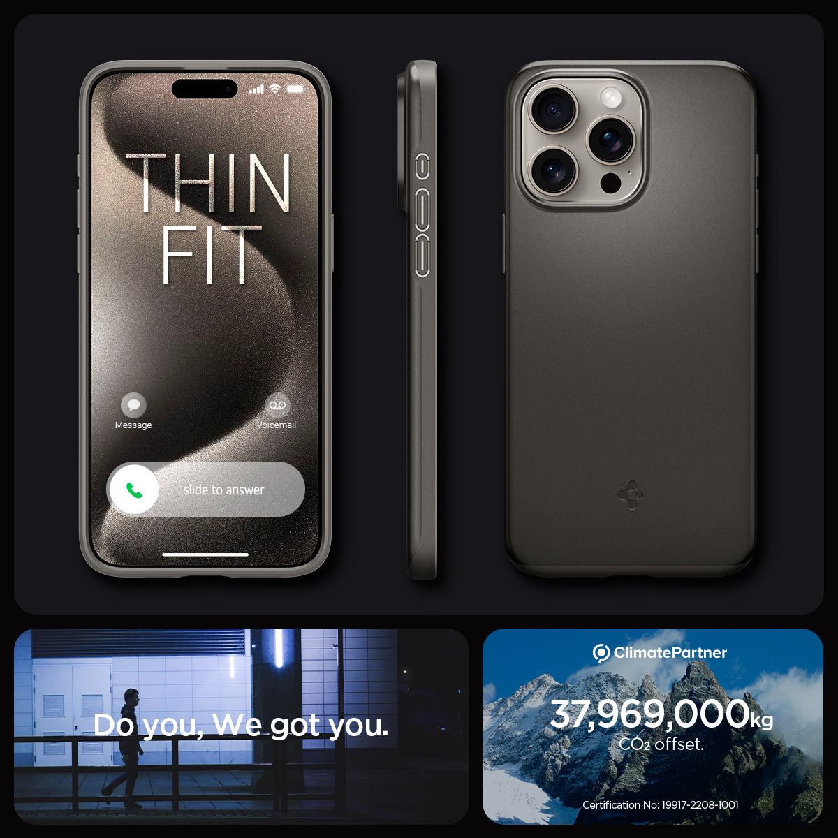 ACS06545 - iPhone 15 Pro Max Case Thin Fit in gunmetal thin fit. do you. we got you.