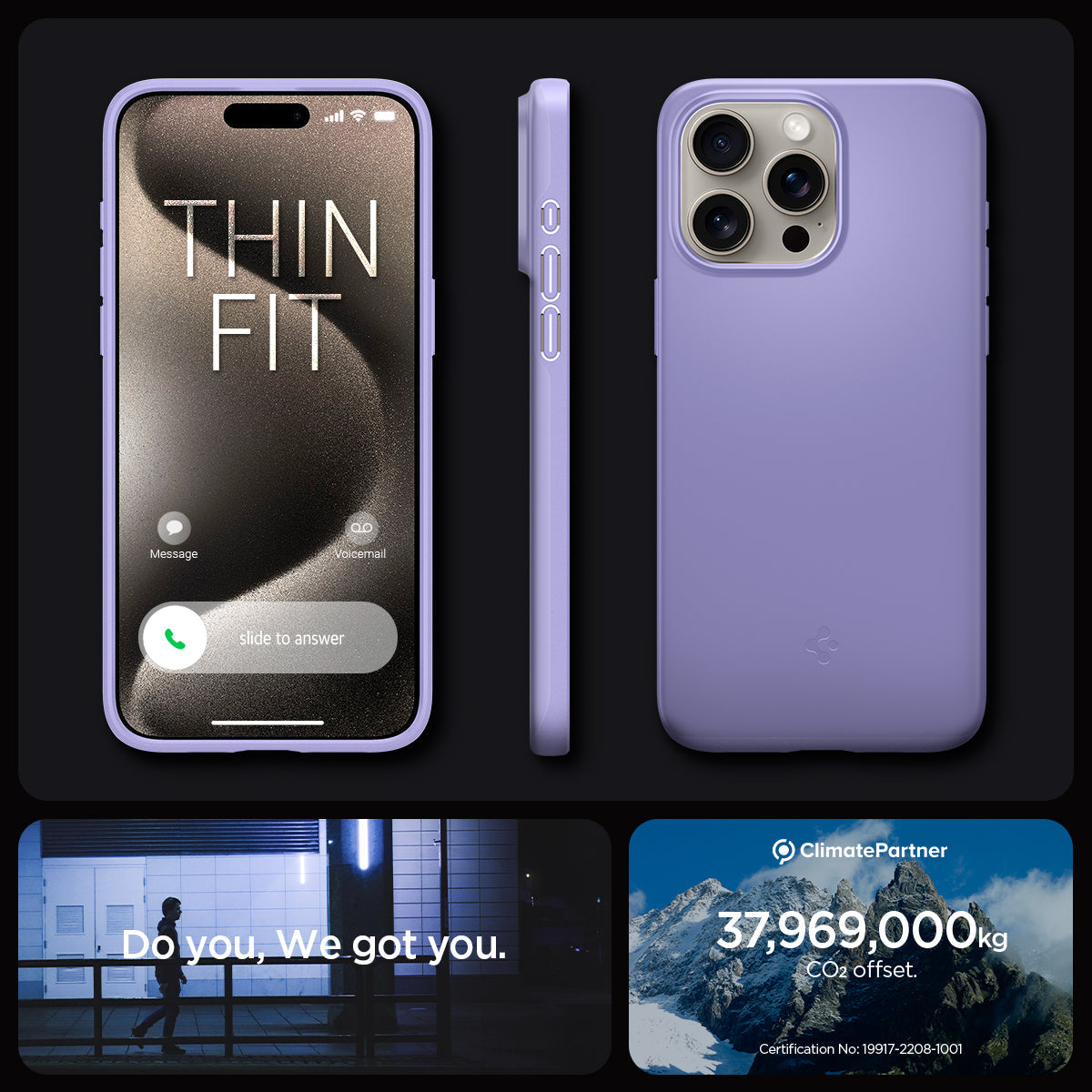 ACS06549 - iPhone 15 Pro Max Case Thin Fit in iris purple thin fit. do you. we got you.