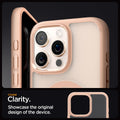 ACS08694 - iPhone 16 Pro Case Ultra Hybrid (MagFit) in Frost Rose Titanium crystal clarity. Showcase the original design of the device.