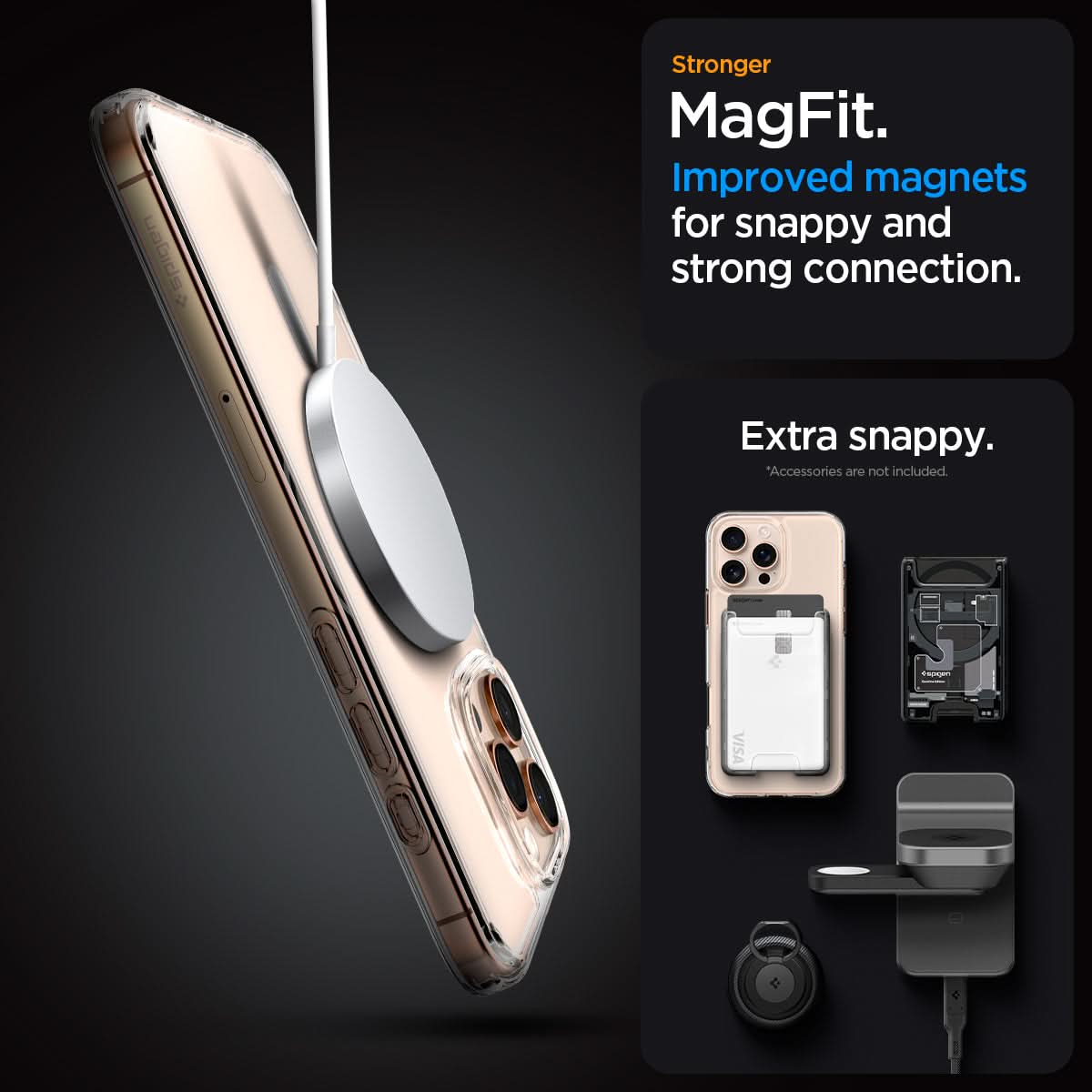 ACS07998 - iPhone 16 Pro Max Case Ultra Hybrid (MagFit) in White stronger magfit. improved magnets for snappy and strong connection. Extra snappy. accessory not included.