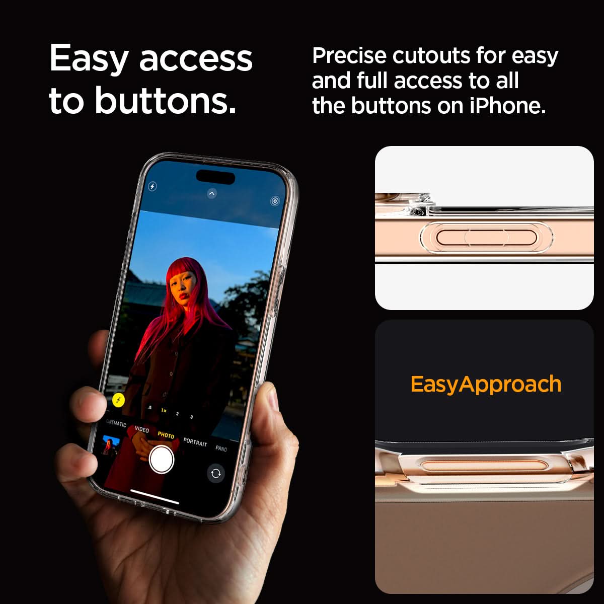 ACS07998 - iPhone 16 Pro Max Case Ultra Hybrid (MagFit) in White easy access to buttons. Precise cutouts for easy and full access to all the buttons on iPhone.