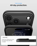 ACS09879 - iPhone 17 Pro Max Thin Fit (MagFit) in black showing total coverage. All day protection. Raised edges. guard your camera and screen from daily drops with total coverage.