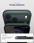 ACS09880 - iPhone 17 Pro Max Thin Fit (MagFit) in abyss green showing total coverage. All day protection. Raised edges. guard your camera and screen from daily drops with total coverage.