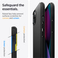 ACS03680 - iPhone 13 Mini Case Mag Armor in black showing the raised lips help prevent surfaces scratches for camera and screen. Camera protection and Screen protection