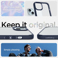 ACS06801 - iPhone 15 Case Ultra Hybrid in navy blue showing the simply pleasing crystal clear pure design