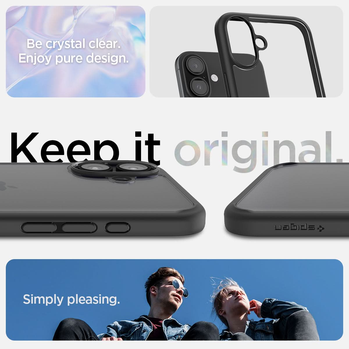 ACS08201 - iPhone 16 Case Ultra Hybrid in Matte Black be crystal clear. enjoy pure design. Keep it original. Simply pleasing.