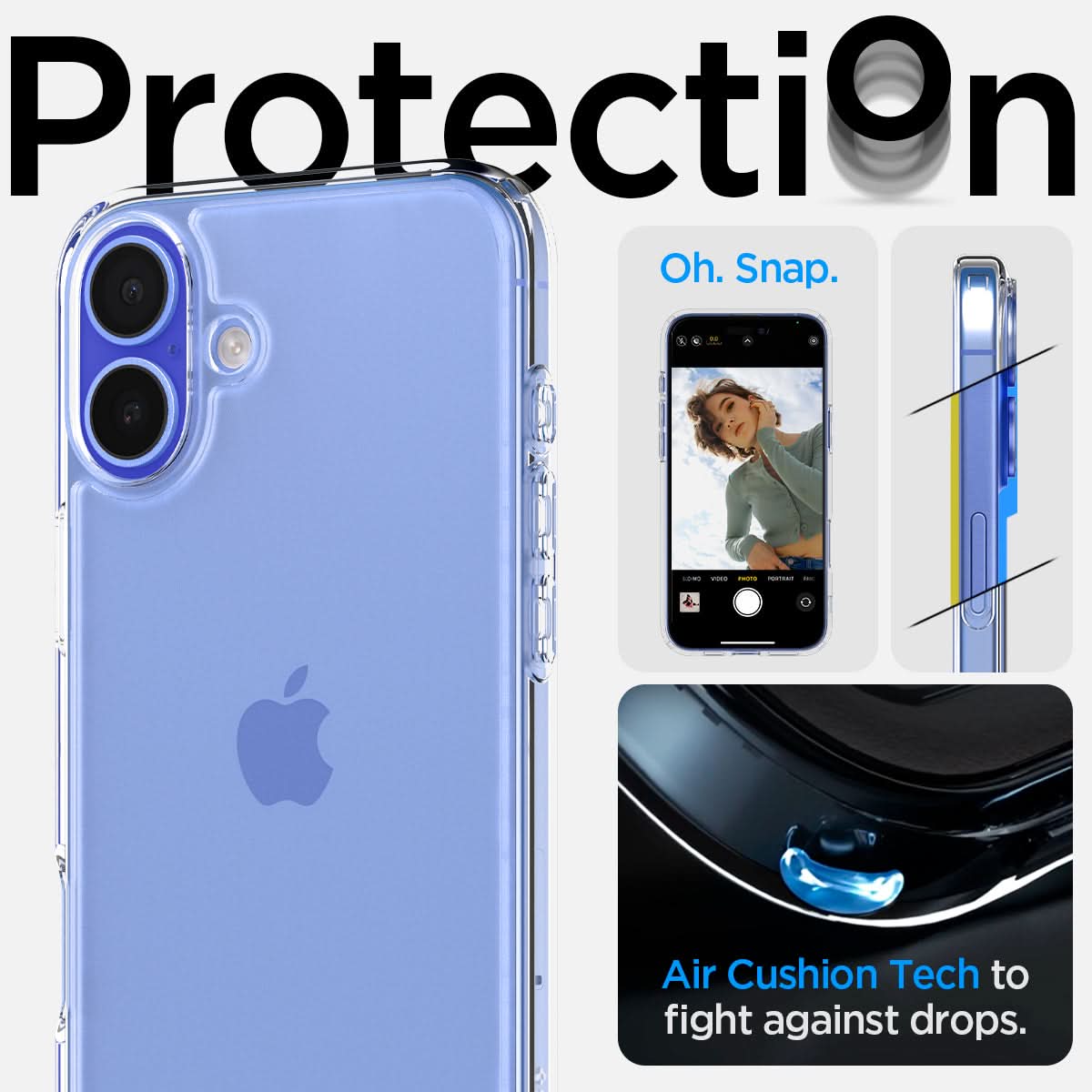 ACS08197 - iPhone 16 Case Ultra Hybrid in Crystal Clear protection. Oh snap. air cushion tech to fight against drops.