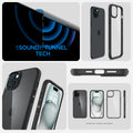ACS06657 - iPhone 15 Plus Case Ultra Hybrid in matte black showing the sound tunnel tech