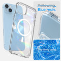 ACS04902 - iPhone 14 Plus Case Ultra Hybrid (MagFit) in white showing blue resin. Long lasting clarity.