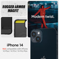 ACS05036 - iPhone 14 Case Rugged Armor (MagFit) in matte black showing rugged armor magfit. Modern twist. iPhone 14 plus not compatible with iPhone 14, 14pro, 14 pro max.