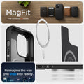 ACS04989 - iPhone 14 Pro Case Mag Armor (MagFit) in matte black showing magfit. Magfit accessories not included. Reimagine he way you snap into reality.