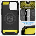 ACS04956 - iPhone 14 Pro Case Rugged Armor (MagFit) showing shock resist. Extreme protection technology.