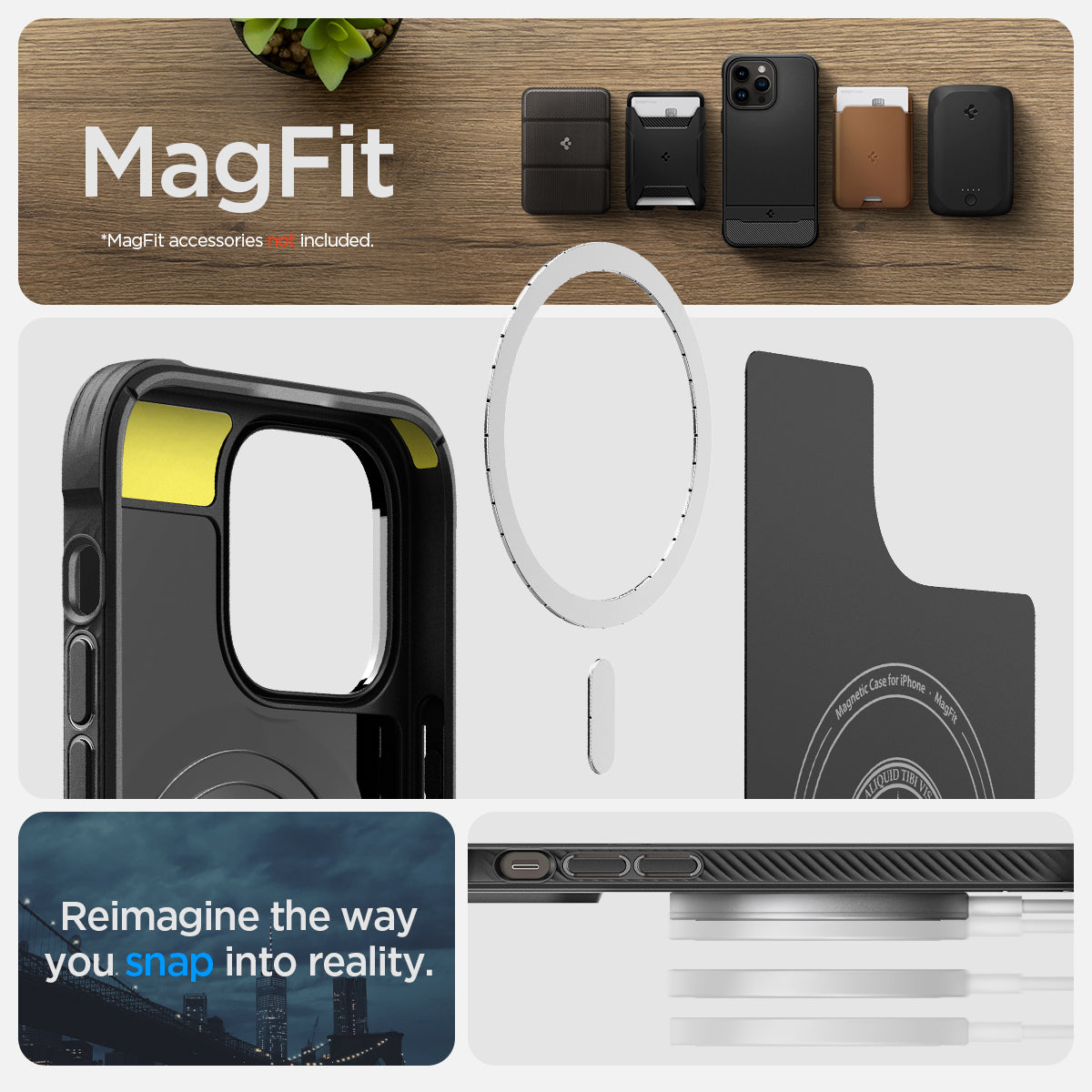 ACS04956 - iPhone 14 Pro Case Rugged Armor (MagFit) showing Magfit. reimagine the way you snap into reality.