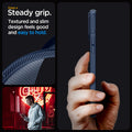 ACS06705 - iPhone 15 Pro Case Liquid Air in navy blue showing the steady grip. Textured and slim design feels good and easy to hold