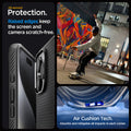 ACS06562 - iPhone 15 Pro Max Case Liquid Air in matte black all-around protection. Raised edges keep the screen  and camera scratch-free. Air Cushion Tech. Absorbs and mitigates all impacts in each corner