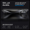 ACS06562 - iPhone 15 Pro Max Case Liquid Air in matte black showing the slim, yet durable. Just the right amount of added depth for optimal slimness. Spigen's thinnest case with all the right components for protection. 26x drop amount, 48