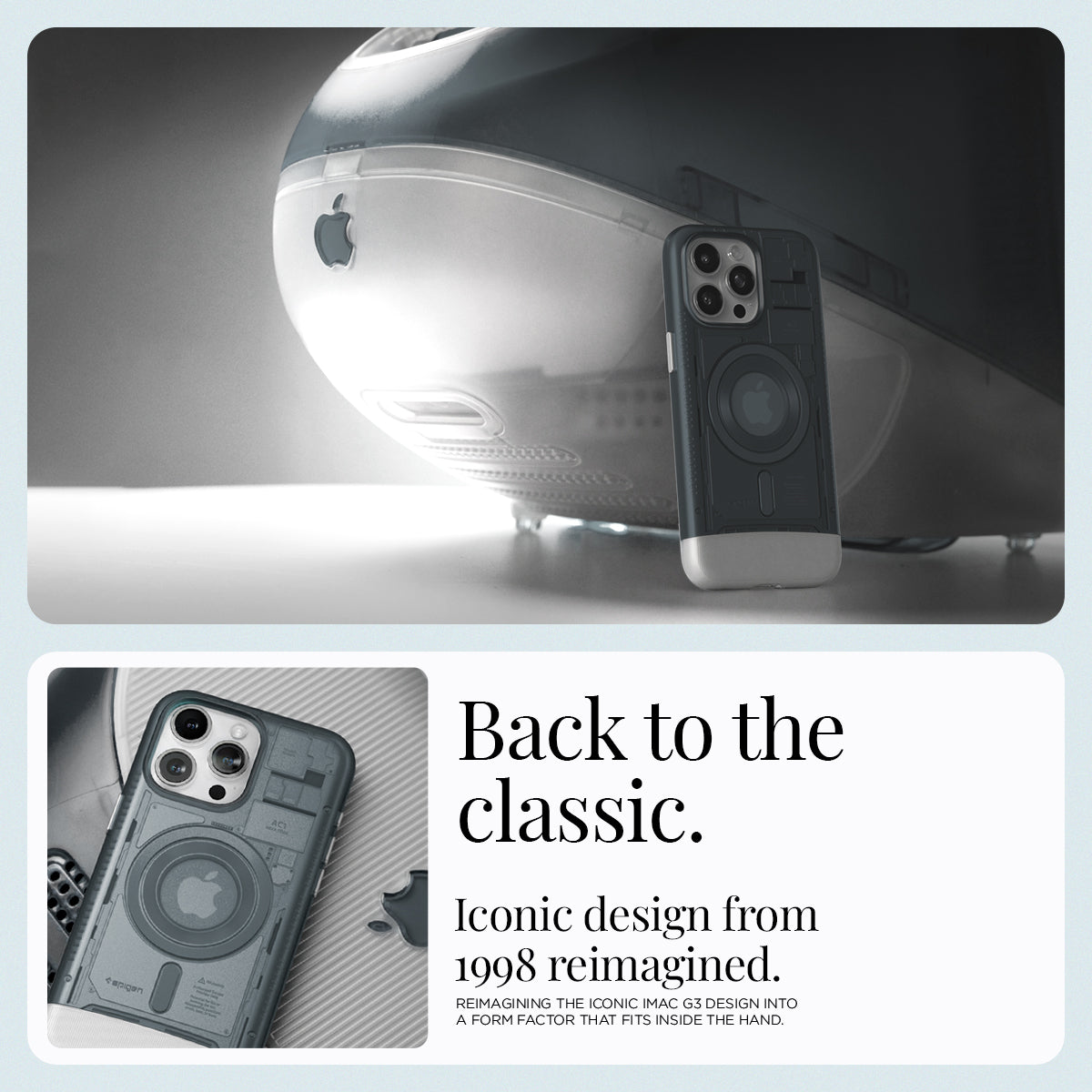ACS06742 - iPhone 15 Pro Case Classic C1 (MagFit) in graphite  back to the classic. iconic design from 1998 reimagined.